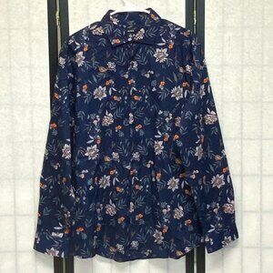 Alfani Paisley Botanical Collared Button Up L Dress Shirt Long Sleeve Tailored